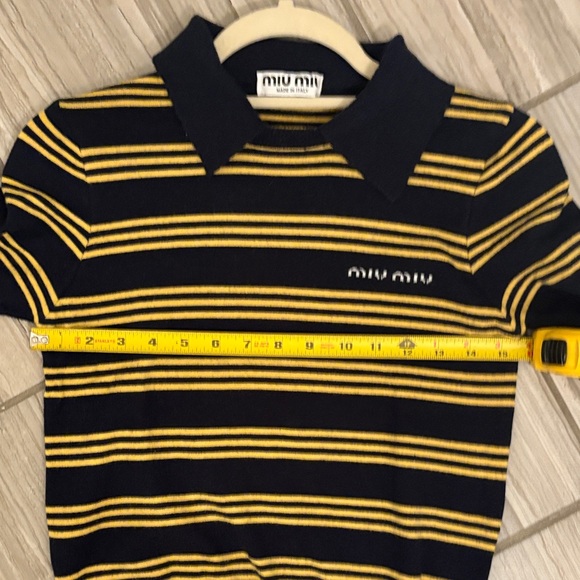 Miu Miu Polo with Navy and Yellow Stripes - Picture 7 of 10